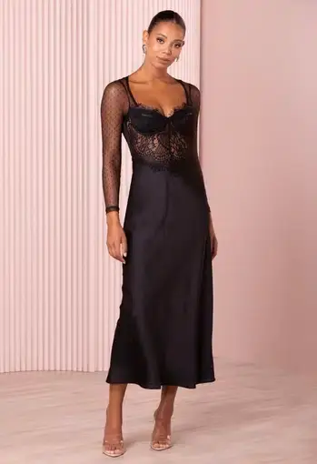 Azzurielle Kaely Dress Midi Black Size 8