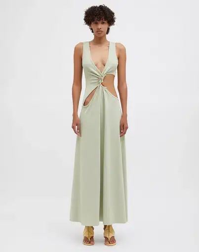 Christopher Esber Stone Cavern Tank Dress in Pistachio Size 10