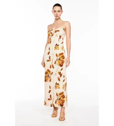 Manning Cartell Marigold Floral Strapless Midi Dress Size AU 14