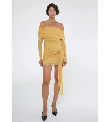 Benni Yasmin  Off-shoulder Mini Mustard Size 6