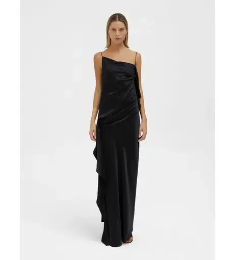 Christopher Esber Cusco Silk Drape Cami Maxi Dress in Black Size 8