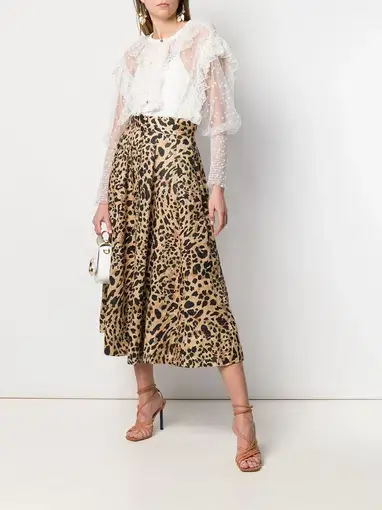 Zimmermann Veneto Linen Skirt Leopard Print Size 6