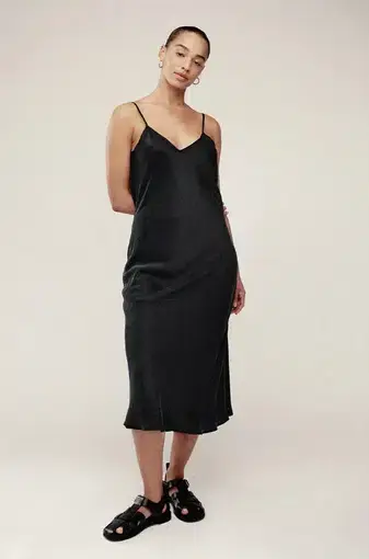 Silk Laundry 90's Silk Slip Dress Black Size 10 