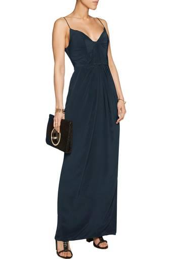 Zimmermann Pleated Silk Maxi Dress Navy Size 8