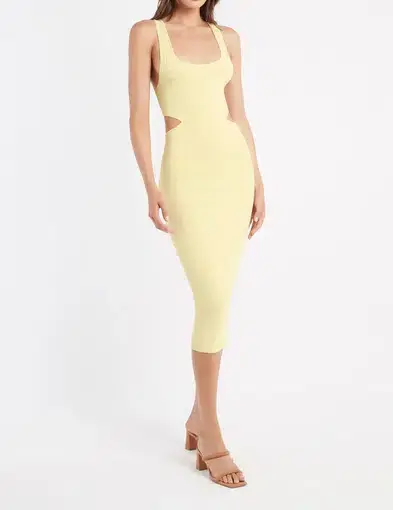 Kookai Malone Cutout Midi Dress in Sorbet Yellow
Size 10