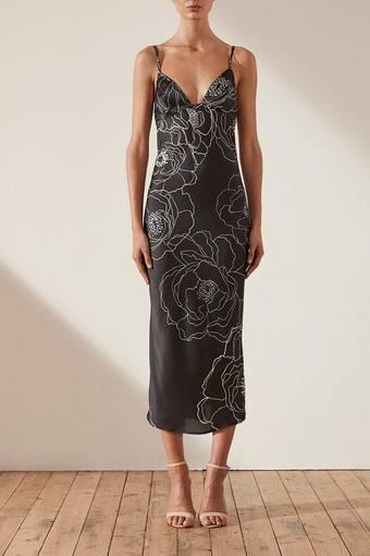 Shona Joy Lucca Bias Slip Midi Dress Black Size 8