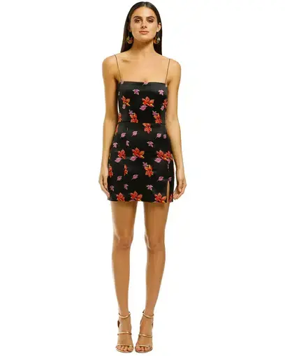 Bec & Bridge Love Crush Floral Mini Dress Black Size AU 8