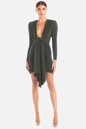 Misha Collection Paola Mini Dress in Khaki Size 10 - SOLD OUT STYLE