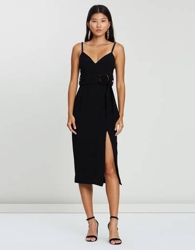 Shona Joy Fitted Cocktail Dress with Belt Black 10