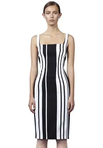 By Johnny Black & White Verticle Stripe Pencil Dress Size 6