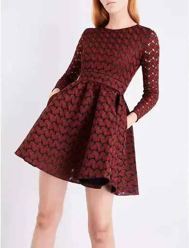 Maje Royani Bonded Lace Dress Red