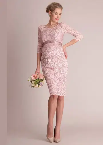 Seraphine Lace Maternity Cocktail Dress Blush Size 14