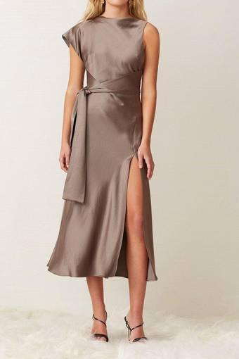 Bec & Bridge Piper Aysm Midi Dress Gray Size 6
