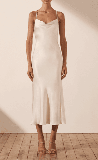 Shona Joy La Lune Backless Bias Midi Dress Cream Size 6 