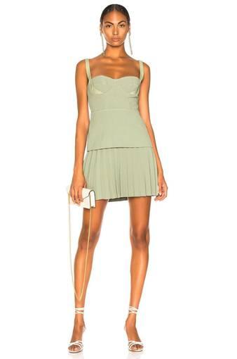 Dion Lee Bustier Pleated Mini Dress Green Size 6