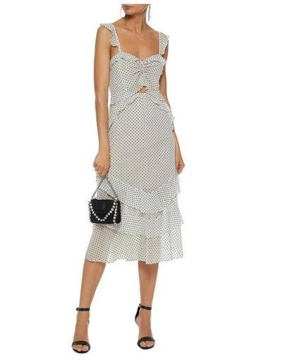 Marissa Webb Kenzie Ruffled Tulle White Dot Dress Size 10