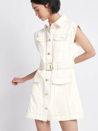 Aje Framework Denim Sleeveless Dress White Size 8