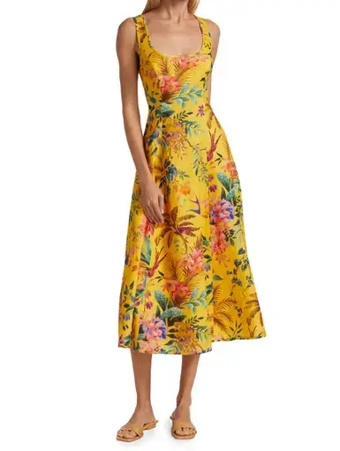 Zimmermann Tropicana Cut Out Midi Dress Print Size 14