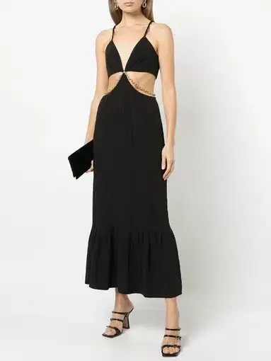 Jonathan Simkhai Ayla Cutout Chain Maxi Dress black size 4