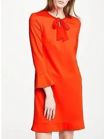   Marc Cain Bow Neck Bell Sleeve Shift Dress Orange Size 12