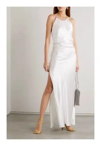 Michael Lo Sordo Georgia Open-Back Crystal-Embellished Silk-Satin Maxi Dress White Size XS/ AU 6