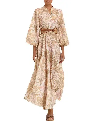 Zimmermann Andie Billow Long Dress Sepia Floral Size 1 / AU 10