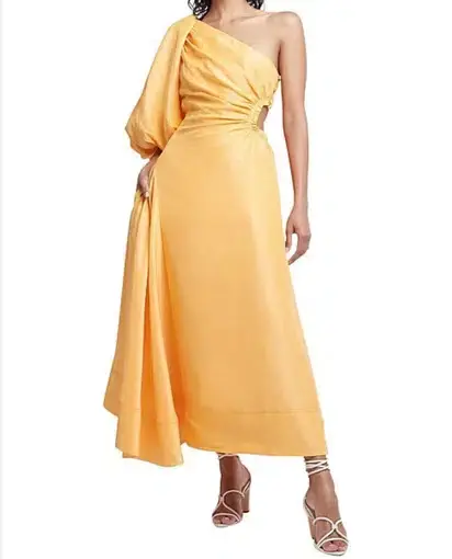 Aje Concept Linen and Silk One Shoulder Dress Yellow Size 6