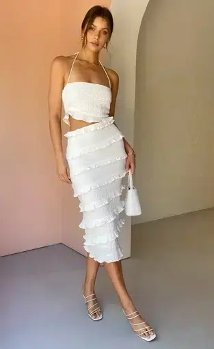 By Nicola Halo Midi Dress White