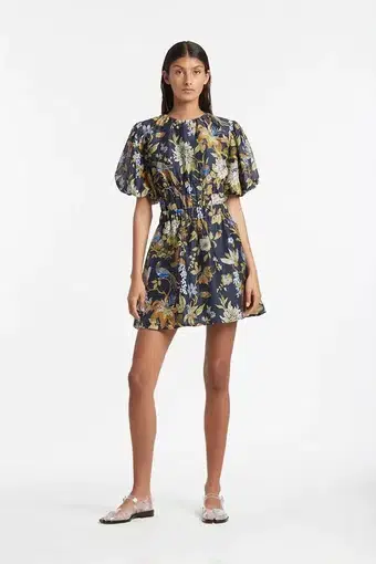 Sir the Label Lilian Open Back Mini Dress Delia Print Size AU 10