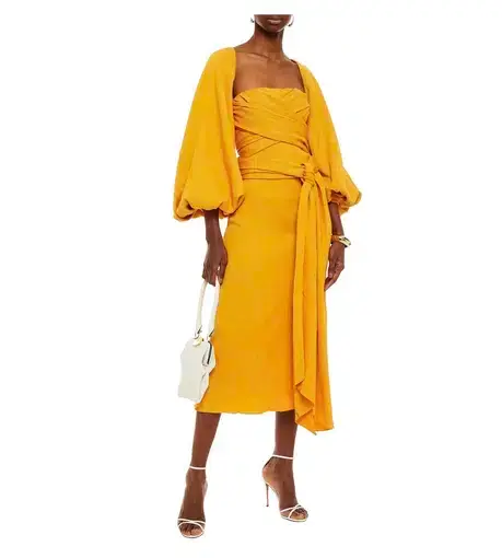 Johanna Ortiz Midi Dress Yellow Size 6