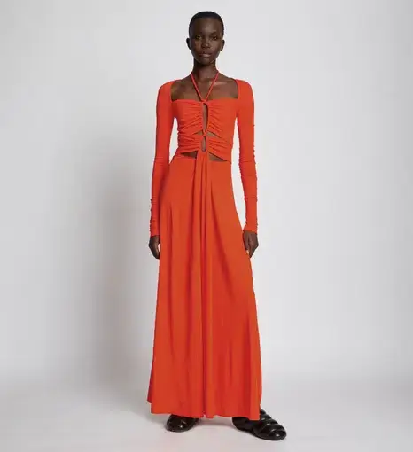 Proenza Schouler Matte Jersey Drawstring Dress Orange Size 6