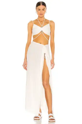 Dion Lee Gathered Butterfly Top and Pleated Bead Gather Skirt Set in Ivory