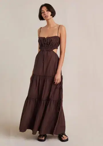 Bec & Bridge Alexandra Tie Maxi Dress Chocolate Brown Size 8