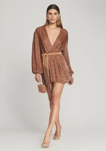 Retrofete Gabrielle Robe Dress in Bronze Sequin Size 12