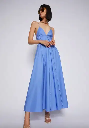 Scanlan Theodore Parachute Cotton Strappy Dress Blue