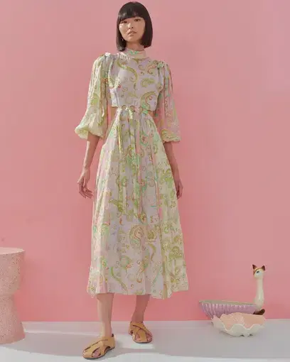 Alemais Marta Cutout Midi Dress Print Size 8
