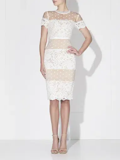 Love Honor Ava Lace Midi Dress White Nude Size 8