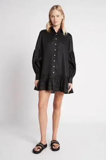 AJE Lotus Shirt Dress Black Size 10 