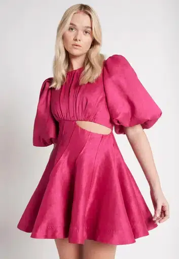 Aje Admiration Asymmetric Mini Dress Fuchsia Pink Size 8