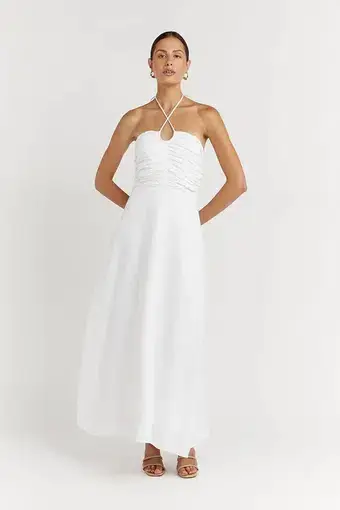 Dissh Flow White Halter Midi Dress White Size 12