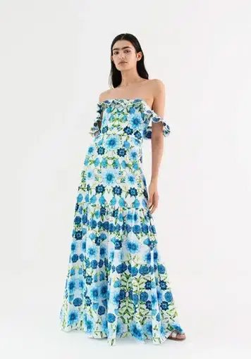 Borgo de Nor Farrah Off-Shoulder Floral Maxi Dress Size 8  
