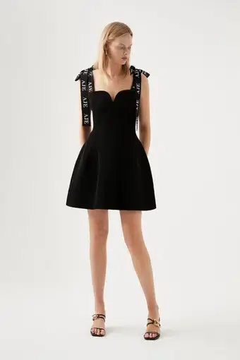 Aje Amber Knit Tie Shoulder Mini Dress Black Size XS / AU 6