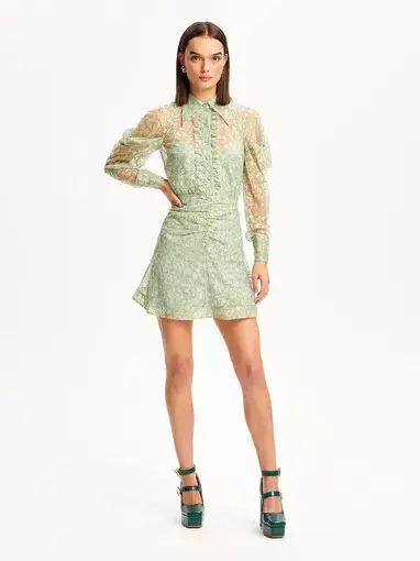 Alice McCall Moon Landing Mini Dress Lime Cream Size 12