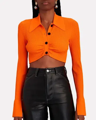 A.L.C. Ashlyn Rib Knit Crop Top Orange Size 8