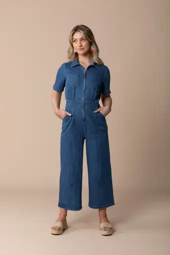 Frock Me Out Denim Freestyler Jumpsuit Vintage Wash Size 18