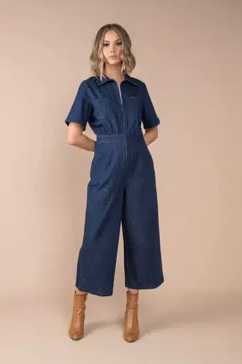 Frock Me Out Denim Freestyler Jumpsuit Dark Indigo Size 18