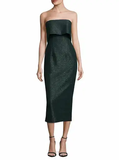 AQAQ Ripple Midi Dress in Emerald Green Size 12