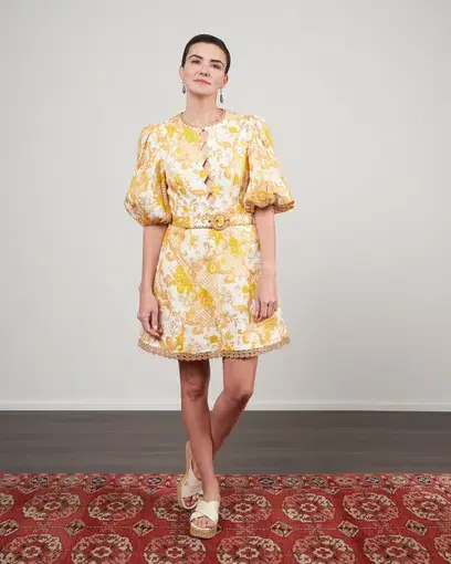 Zimmermann Postcard Mini Dress Yellow Size 1/ AU 10