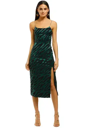Bec & Bridge Discotheque Midi Dress Emerald Zebra Size 12