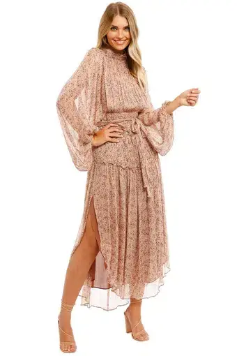 Shona Joy Paulette Midi Dress Pink Print Size 8